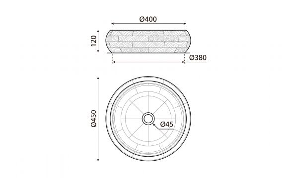 Lavabo sobre encimera Bangalore Bathco croquis 2