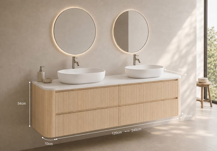 Mueble de baño con encimera Solid Surface Duna Bruntec croquis 7