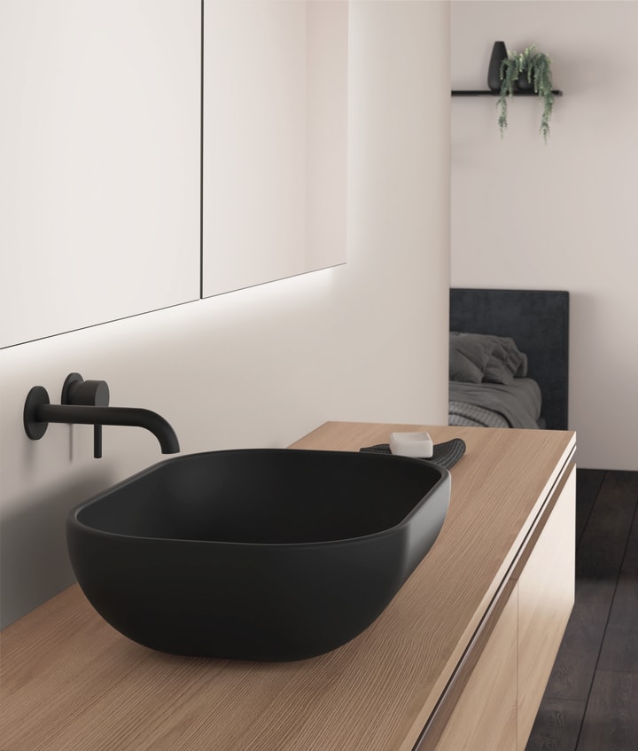 Mueble de baño con encimera de madera Vida Royo detalle 1
