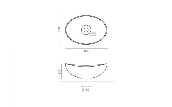 Lavabo sobre encimera Begursa Bathco croquis 2