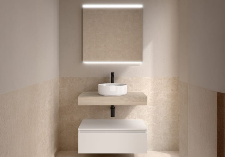 Conjunto mueble de baño con encimera del mismo color del mueble y cajonera Domus Salgar principal 3