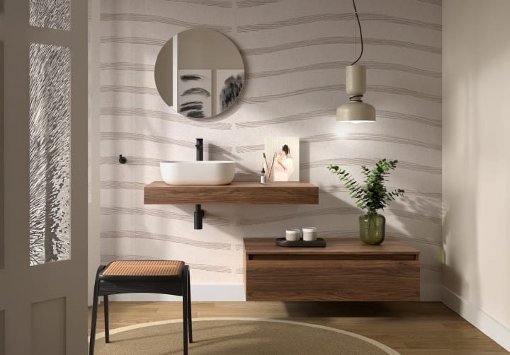 Conjunto mueble de baño con encimera del mismo color del mueble y cajonera Domus Salgar principal 2