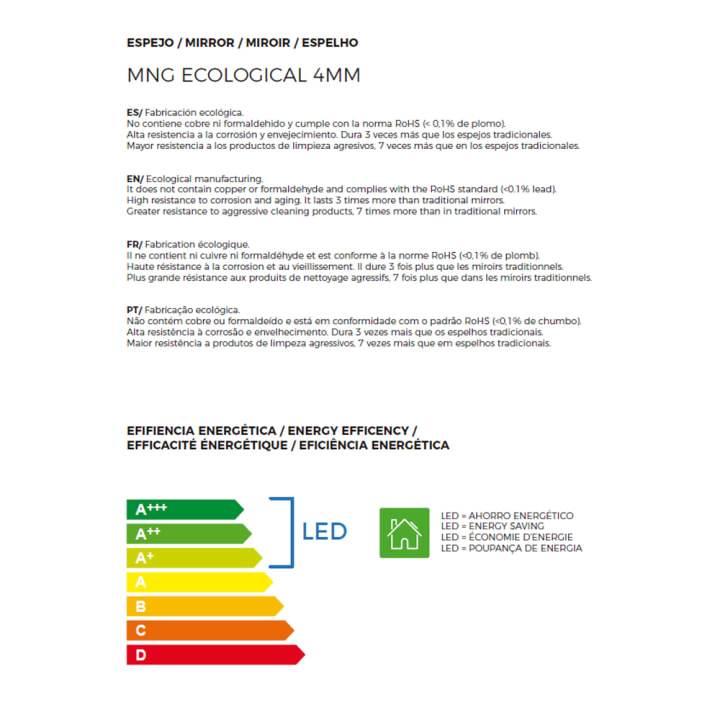 Espejo de baño con luz LED Liberty St Bruntec opción 4