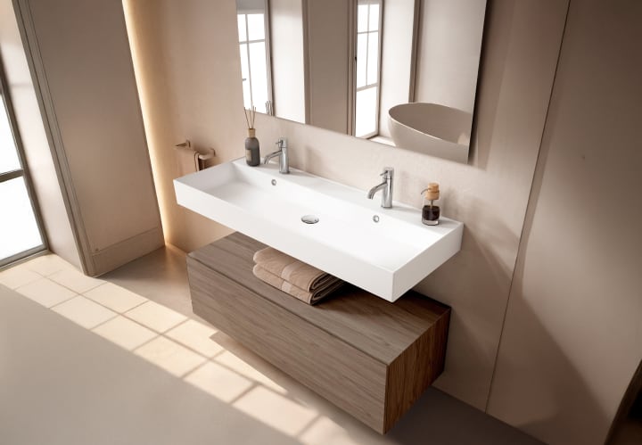 Conjunto mueble de baño con lavabo de cerámica de 12 cm de alto y cajonera Nomad Viso principal 11