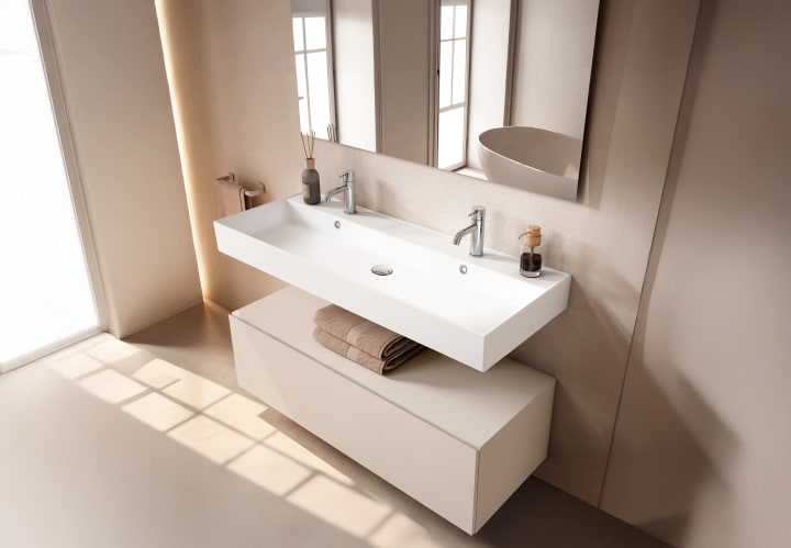 Conjunto mueble de baño con lavabo de cerámica de 12 cm de alto y cajonera Nomad Viso principal 7