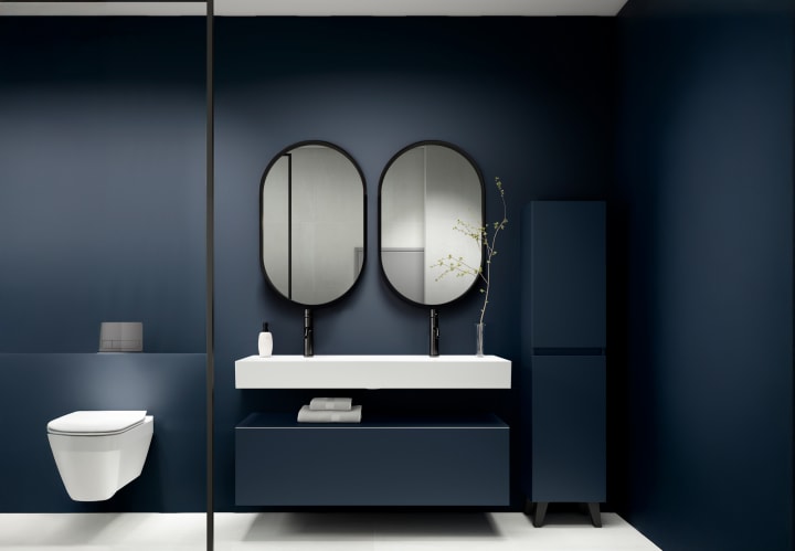 Conjunto mueble de baño con lavabo de cerámica de 12 cm de alto y cajonera Nomad Viso principal 3