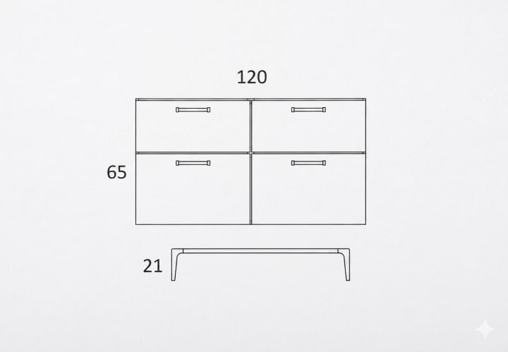 Conjunto mueble de baño con banquillo con lavabo Flat Verso Viso croquis 13
