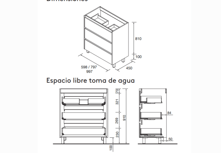 Conjunto mueble de baño Noja Salgar croquis 15