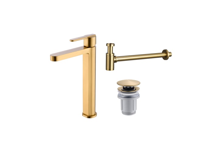 Pack Grifo de lavabo caño alto Roma Imex + Válvula click-clack + Sifón principal 2