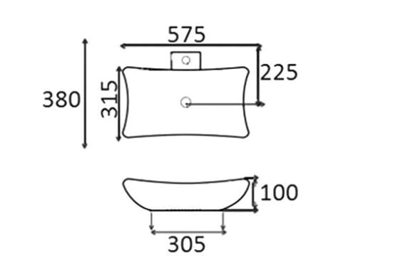 Lavabo sobre encimera Kubic Bruntec croquis 3