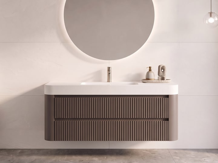 Conjunto de mueble de baño con lavabo Solid Surface Duna Bruntec principal 5