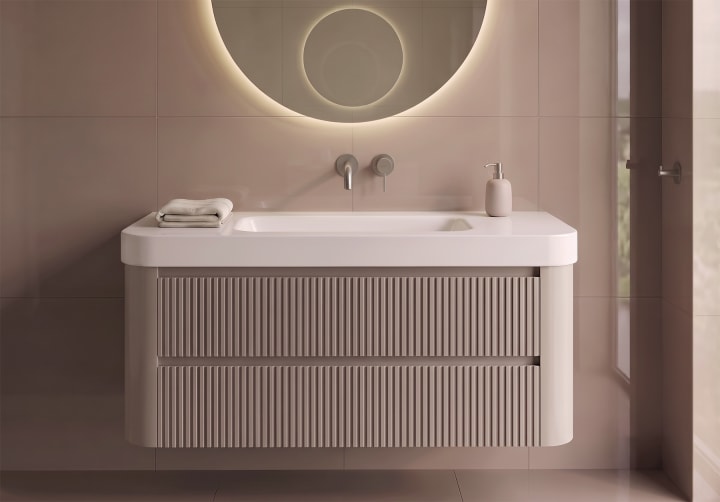 Conjunto de mueble de baño con lavabo Solid Surface Duna Bruntec principal 3