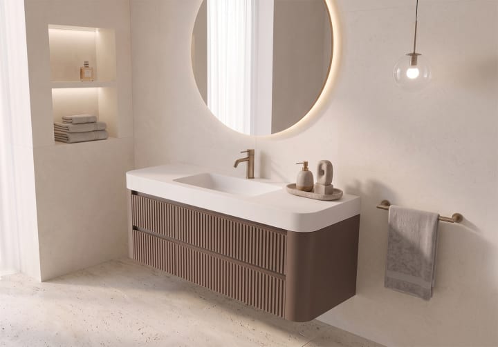 Conjunto de mueble de baño con lavabo Solid Surface Duna Bruntec detalle 6