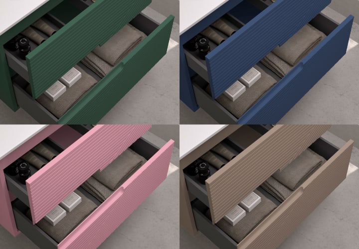 Mueble de baño con encimera piedra compactada blanca Lia Bruntec colores detalle 11