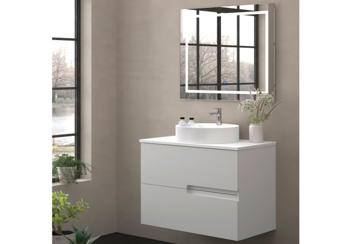 Mueble de baño con encimera piedra compactada blanca Lia Bruntec colores principal 3