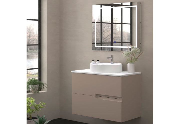 Mueble de baño con encimera piedra compactada blanca Lia Bruntec colores principal 4