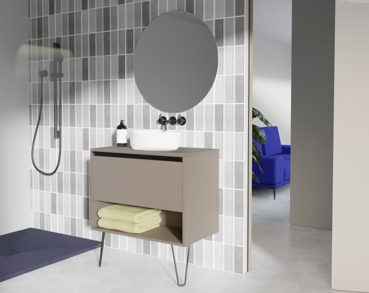 Conjunto mueble de baño con lavabo sobre encimera Yoko Top Amizuva principal 2