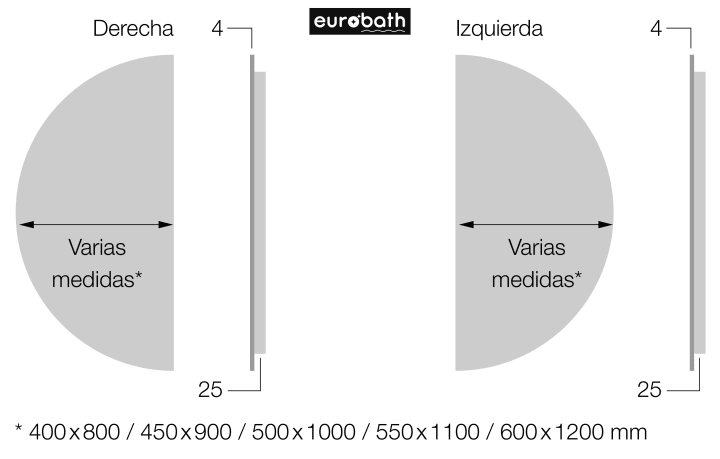 Espejo media luna con luz LED Bonaire 2 de Eurobath croquis 4