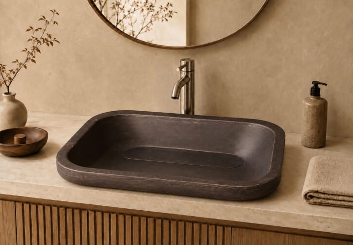 Lavabo de mármol natural River Bruntec principal 1