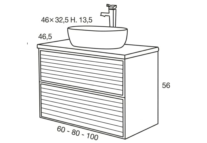 Conjunto mueble de baño Zenit Sanchis croquis 4