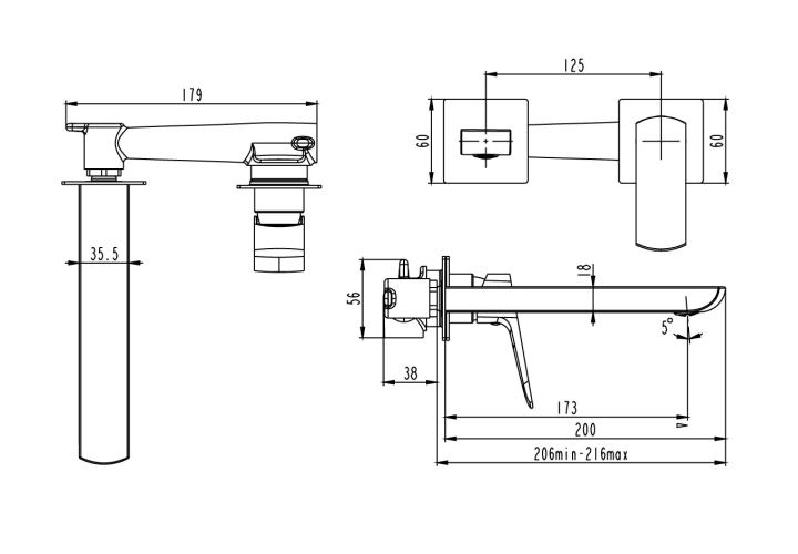 Grifo de lavabo empotrado Marriot GME croquis 9