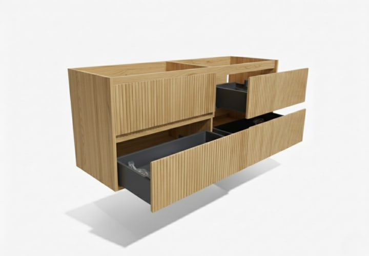 Mueble de baño madera maciza con encimera solid surface Alpes 18 Bruntec principal 7