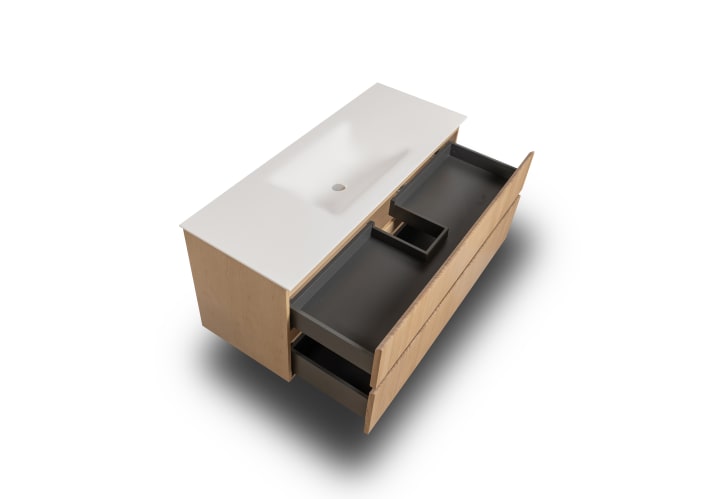 Conjunto de mueble de baño de madera maciza Alpes 2 Bruntec detalle 4