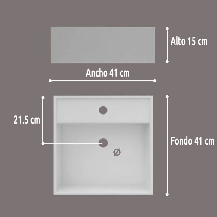 Lavabo suspendido fondo reducido Libra Art and Bath croquis 2