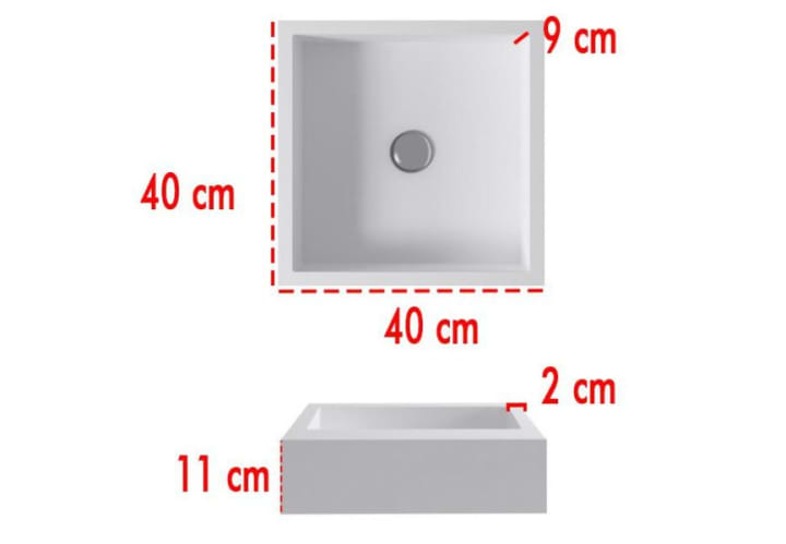 Lavabo sobre encimera Quadro Bruntec croquis 2