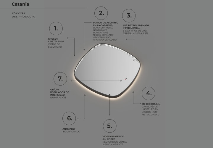 Espejo de baño con luz LED Catania Ledimex opción 5
