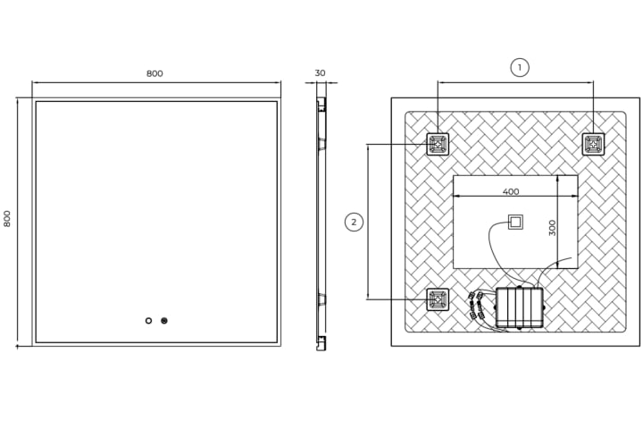 Espejo de baño con luz LED Boston Ledimex croquis 8