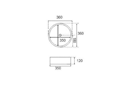 Lavabo sobre encimera Viena Bruntec croquis 2