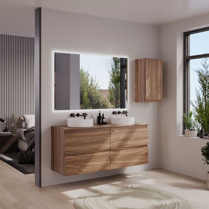 Mueble de baño color madera con encimera de madera Vilma Bruntec principal 3