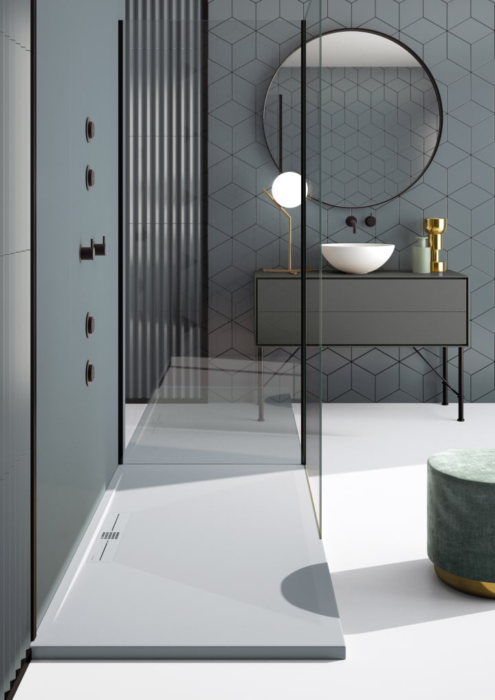 Plato de ducha de resina Design Tiden Bruntec ambiente 1