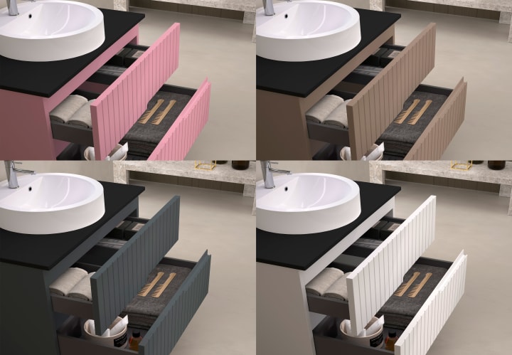 Mueble de baño con encimera piedra compactada negra Ebi Bruntec colores detalle 11