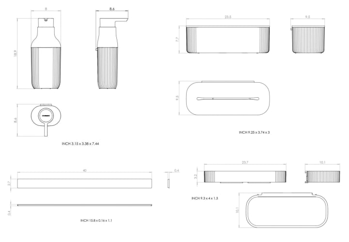 Set modular para lavabo con guía a pared Alife de Cosmic croquis 6