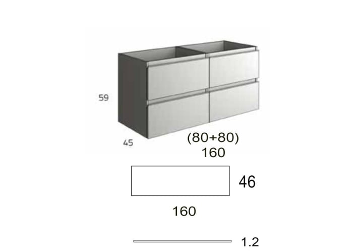 Mueble de baño con encimera de madera Roma Bruntec croquis 8
