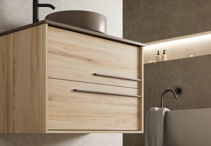 Mueble de baño con encimera de madera Aqua Viso detalle 1