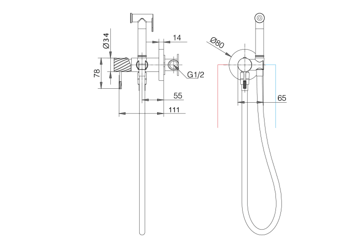 Ducha higiénica para inodoro Imex Bless croquis 18