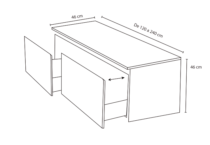Mueble de baño madera maciza con encimera de madera Alpes 4 Bruntec croquis 5