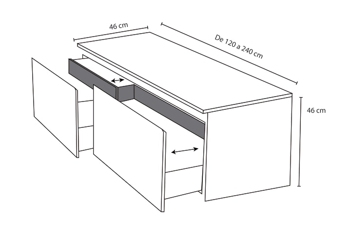 Mueble de baño madera maciza con encimera de madera Alpes 4 Bruntec croquis 6
