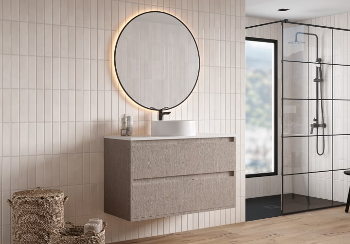 Mueble de baño con encimera Piedra Compactada blanca Artemisa de Bruntec principal 6