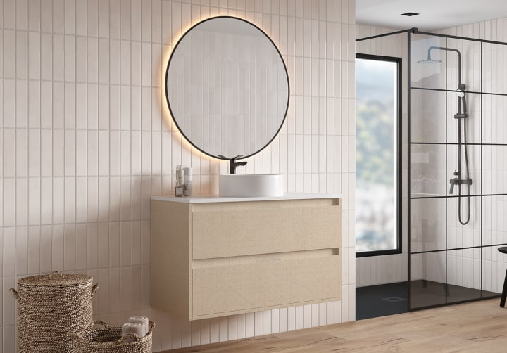 Mueble de baño con encimera Piedra Compactada blanca Artemisa de Bruntec principal 7