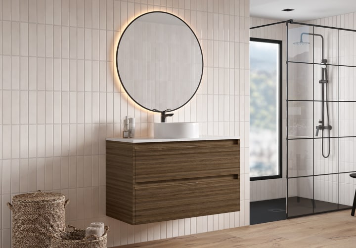 Mueble de baño con encimera Piedra Compactada blanca Artemisa de Bruntec principal 9