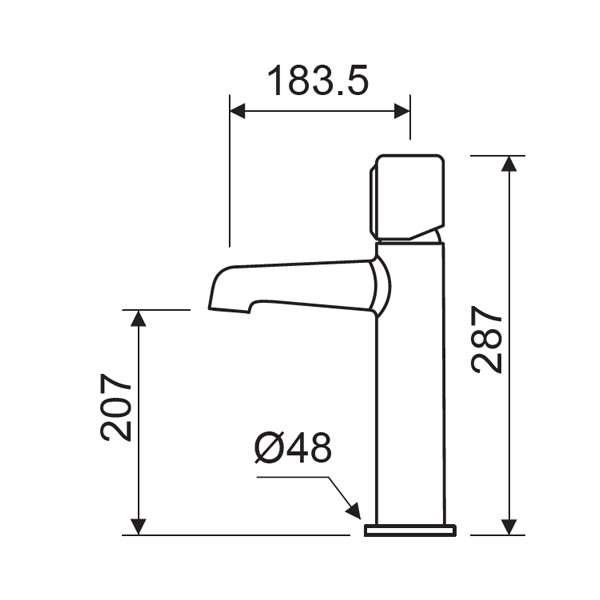 Grifo de lavabo Tívoli Lluvibath croquis 2