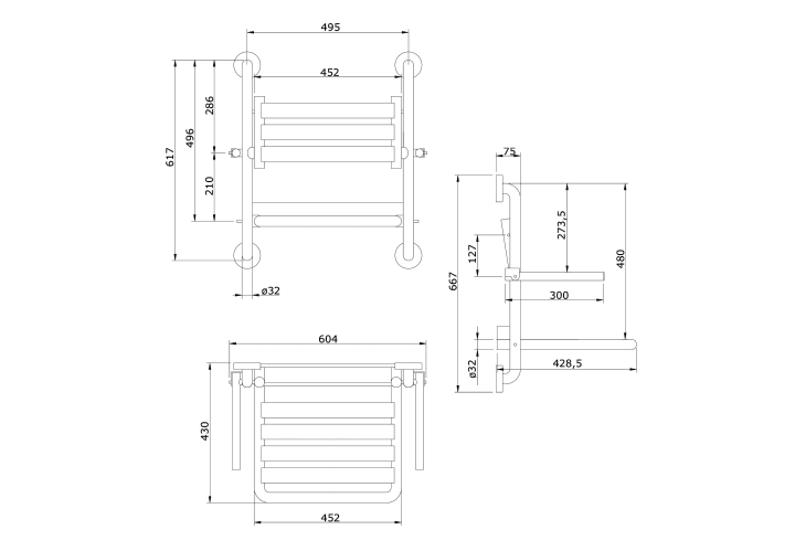 Asiento de ducha abatible New Wccare PMR de Unisan croquis 2