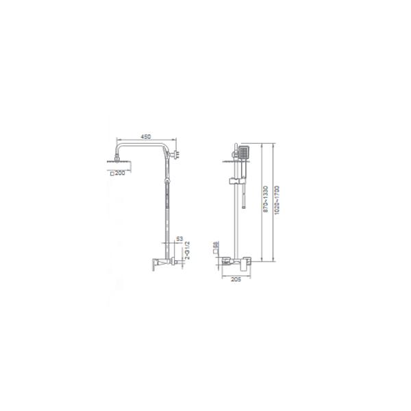 Conjunto de bañera o ducha Livepool Imex croquis 3