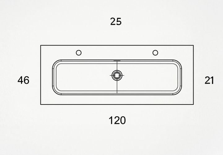 Lavabo encastrado para dos grifos de un seno Idea Viso croquis 2