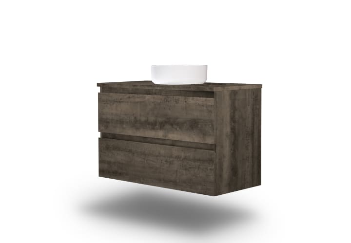 Mueble de baño color madera laminado con encimera de madera Vilma Bruntec principal 8