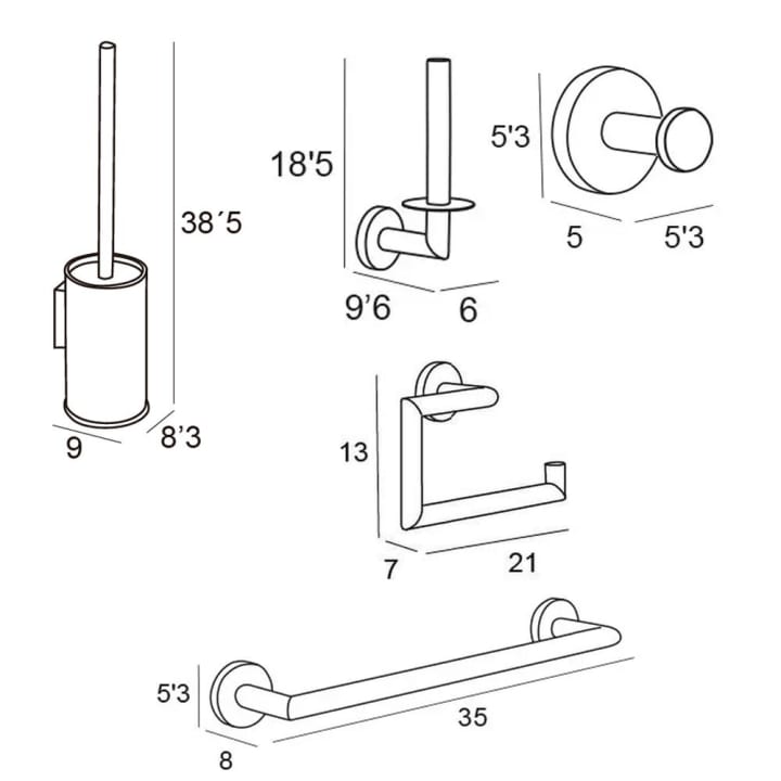 Conjunto accesorios de baño Eco Manillons Torrent croquis 6